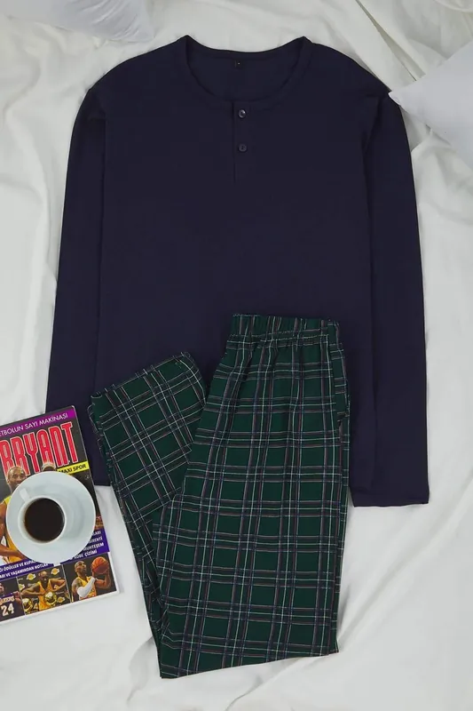 2 Piece Button Down Collar Knit Pajama Set - WOVCOR