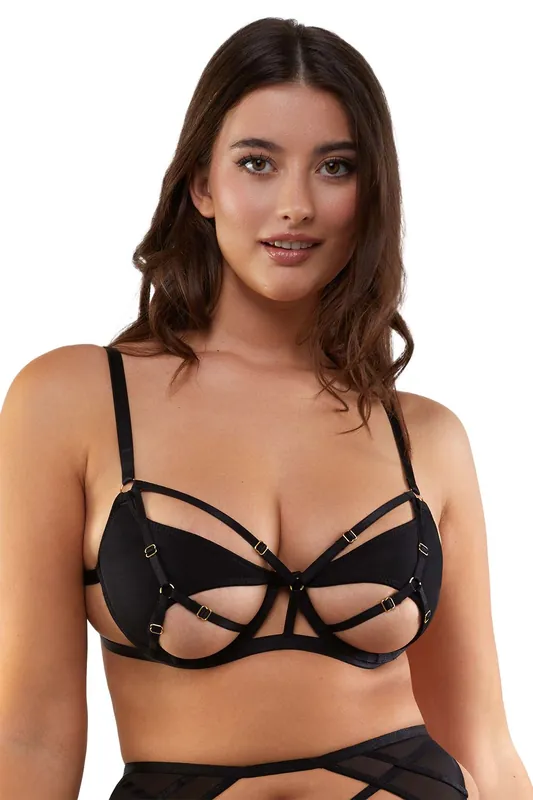 Penny Black Multi Strap Cut Out Mesh 'Bra' - Wolf & Whistle