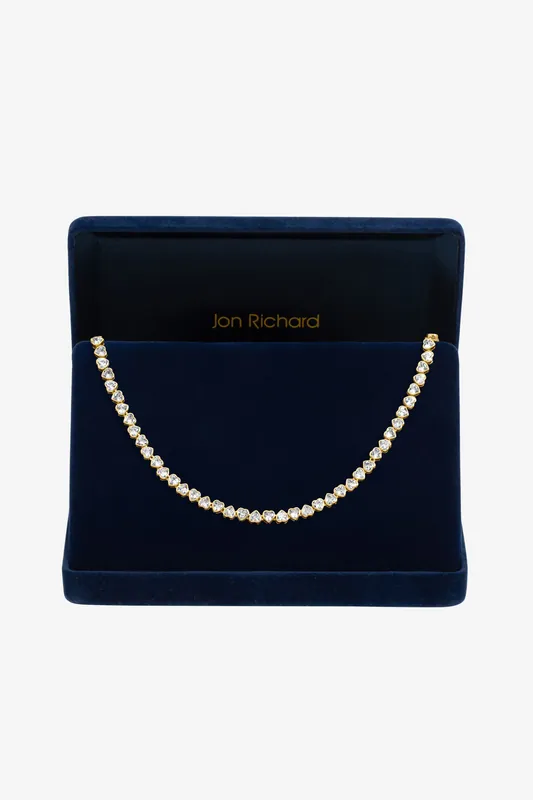 Gold Plated Cubic Zirconia Heart Allway Necklace - Jon Richard