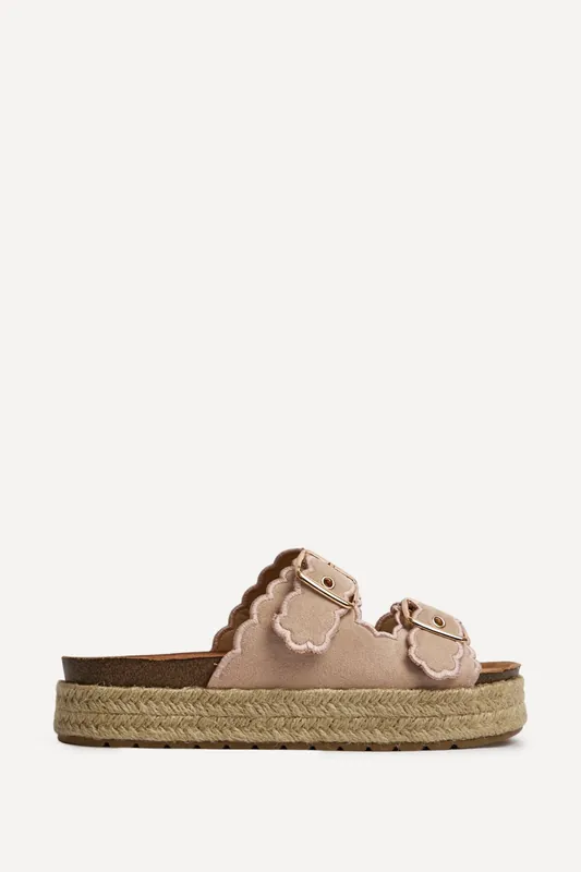Sonnet Dusky Pink Double Buckle Flatform Sandals - Linzi