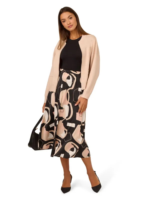 Long Sleeve Sweater Bomber With Front Zipper And Mock Neck - Adrianna Papell