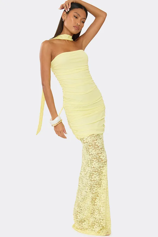 Sleeveless Contrast Lace Maxi Dress - EGO