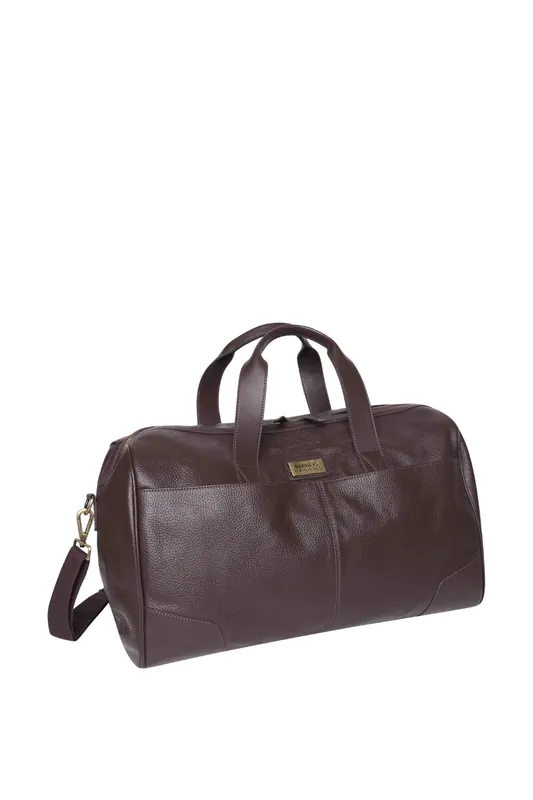 Brown Real Leather Holdall - Barneys Originals