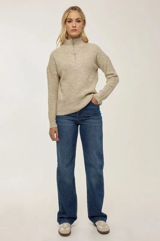 Oversized Zipper Collar Sweater - Hiccup