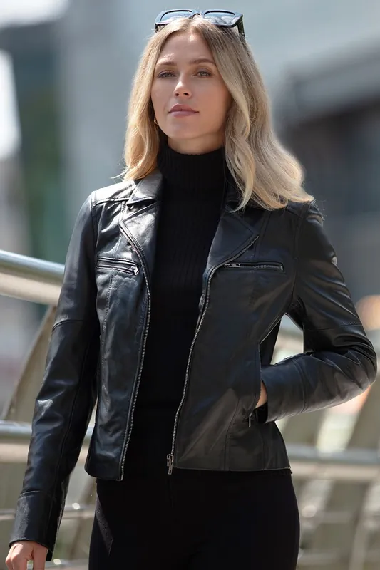 Eva' Leather Biker Style Jacket Women Coat - Ashwood Leather