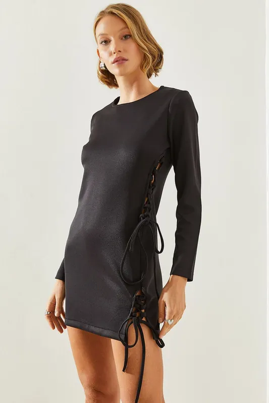 Cut-Out Crew Neck Mini Dress