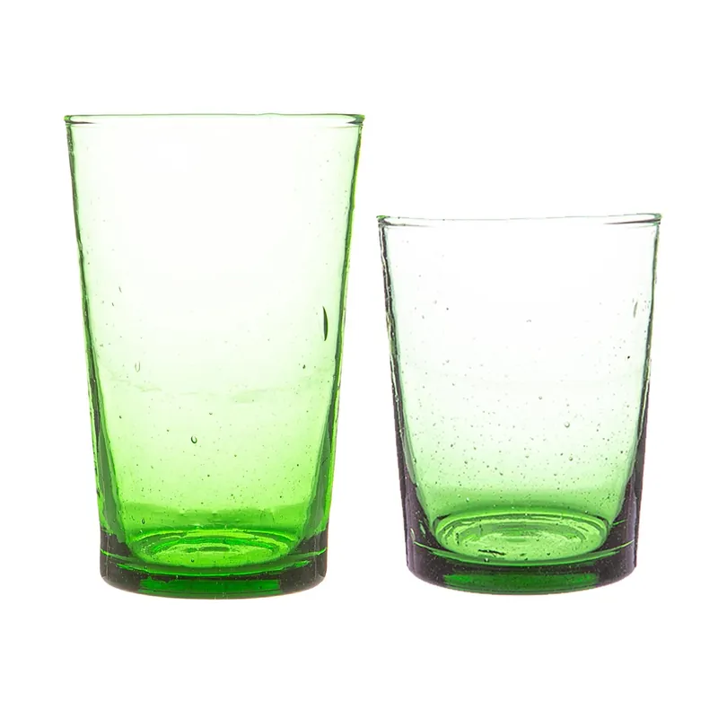 12pc Meknes Glassware Set - Repurposed Hand-Blown Moroccan Glasses