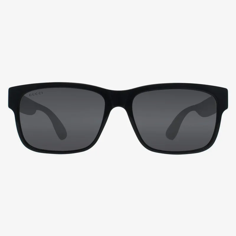 Rectangle Mens Black Green Red Grey Sunglasses - Gucci