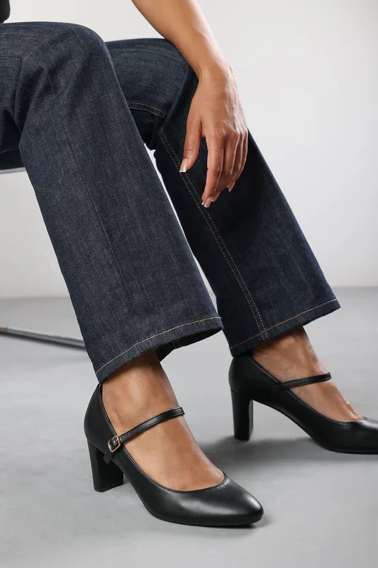 Oceana' Wide Fit Suede Mary Jane Court Shoe With Buckle Strap - Where's That From