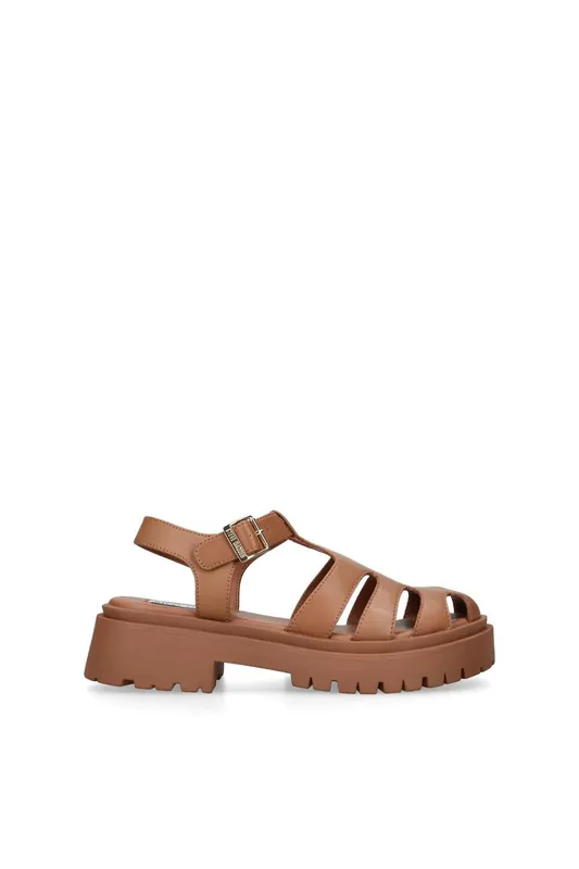 Minsk Brown' Leather Sandals - STEVE MADDEN