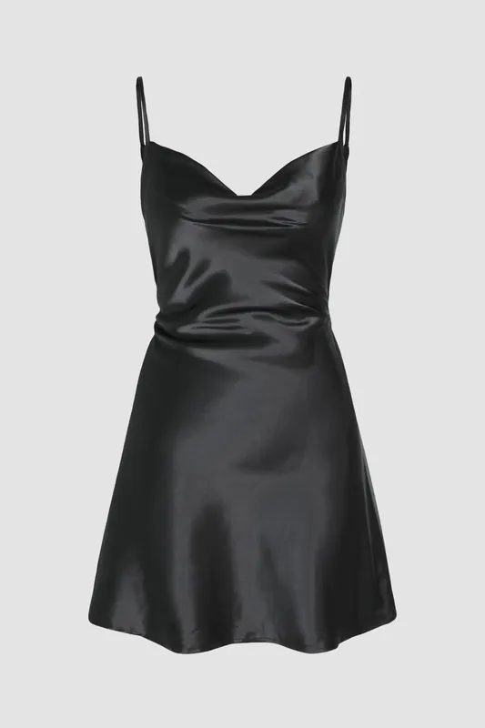 Belted Satin Mini Dress - Hiccup