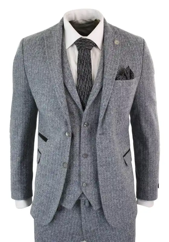 3 Piece Herringbone Tweed Suit - Infinity Leather