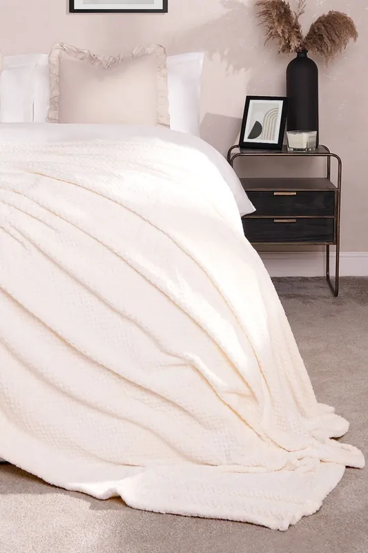 Luxury Large Waffle Honeycomb Mink Warm Throw - OHS