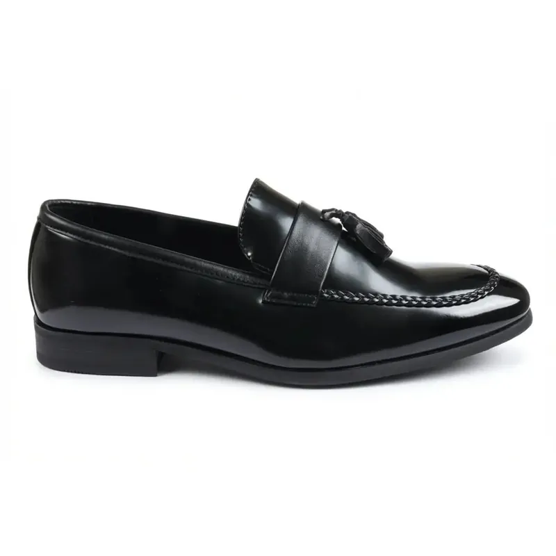 Tassel Loafers High-Gloss Slip-On Moc Toe Dress Shoes
