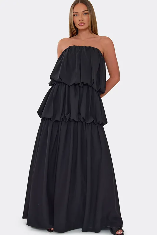 Sleeveless Tiered Chiffon Maxi Dress - EGO
