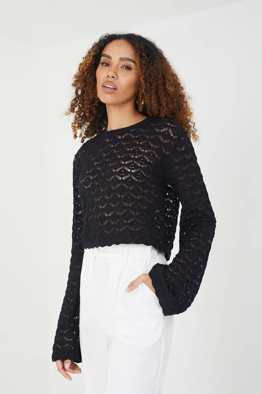 Cotton Open Stitch Crew Neck Jumper - Brave Soul
