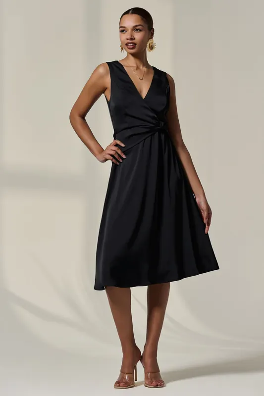 Sleeveless Waist Detail Midi Dress - Jolie Moi