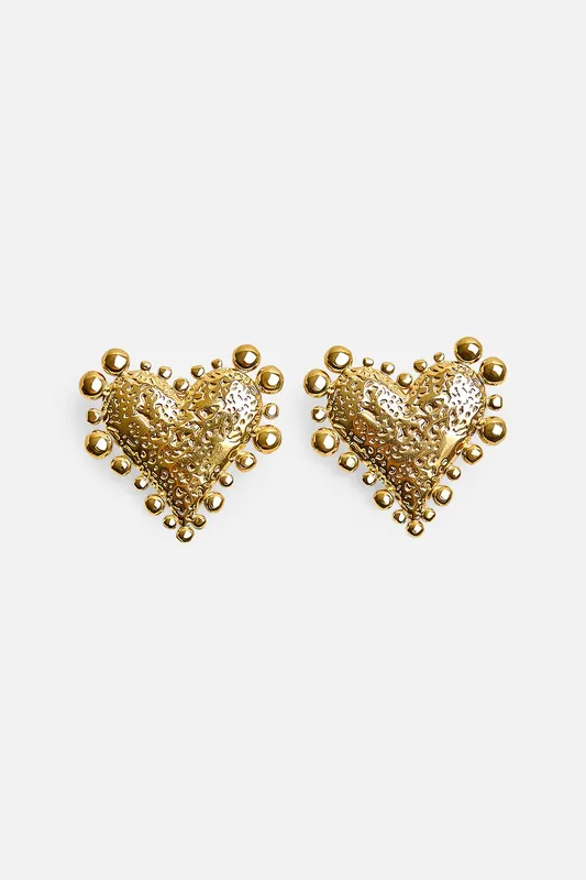 Gold Plated Heart Earrings - Public Desire