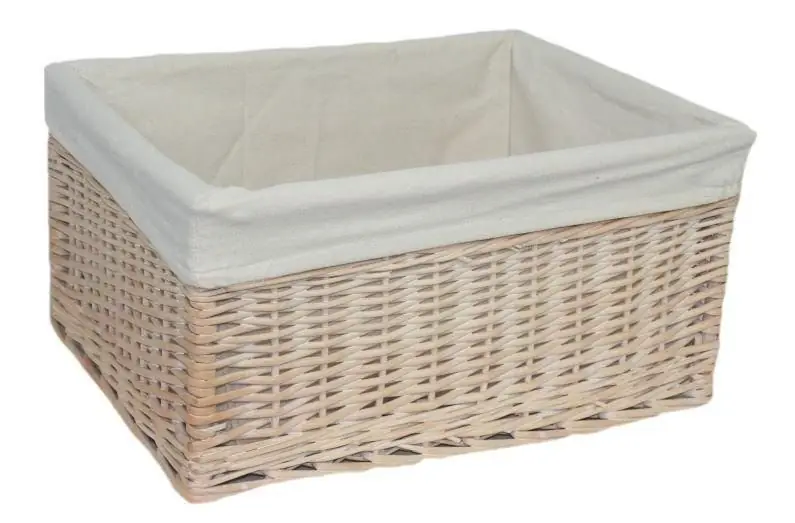 Wicker White Lined Storage Basket - Red Hamper