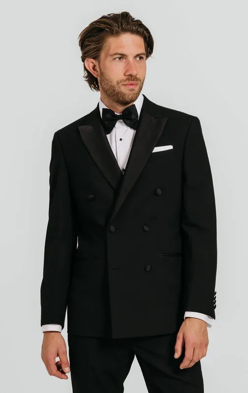 Black Double Breasted Peak Lapel 2 Piece Tuxedo - Dobell