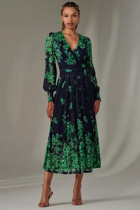 Dalia Symmetrical Print Lace Maxi Dress - Jolie Moi