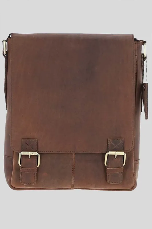 Classic A4 Leather Flap-Over Messenger Bag