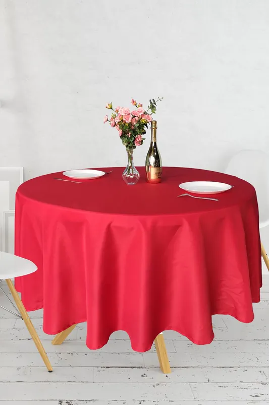 178cm Round Polyester Tablecloth, Premium Circular Linen Table Cover - Neel Blue