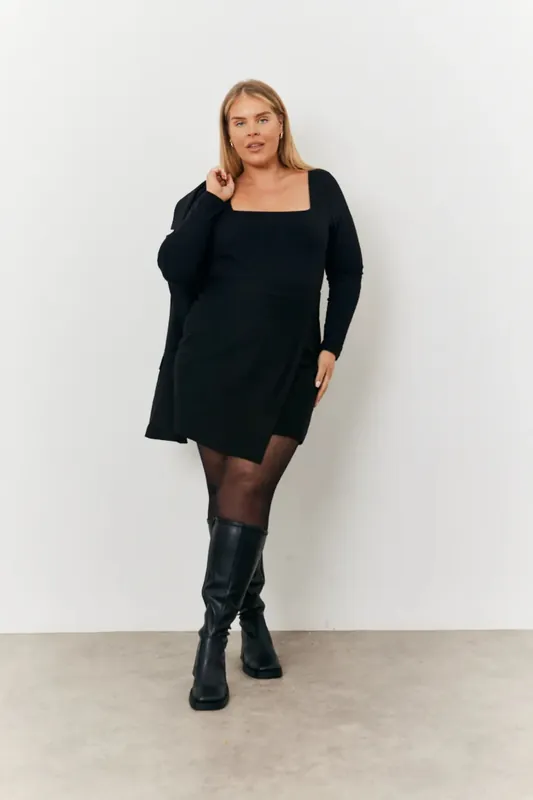 Black Wrap Asymmetric Mini Skirt - In The Style