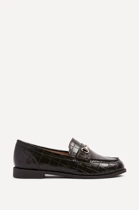 Maison Brown Faux Croc Patent Leather Loafers - Linzi