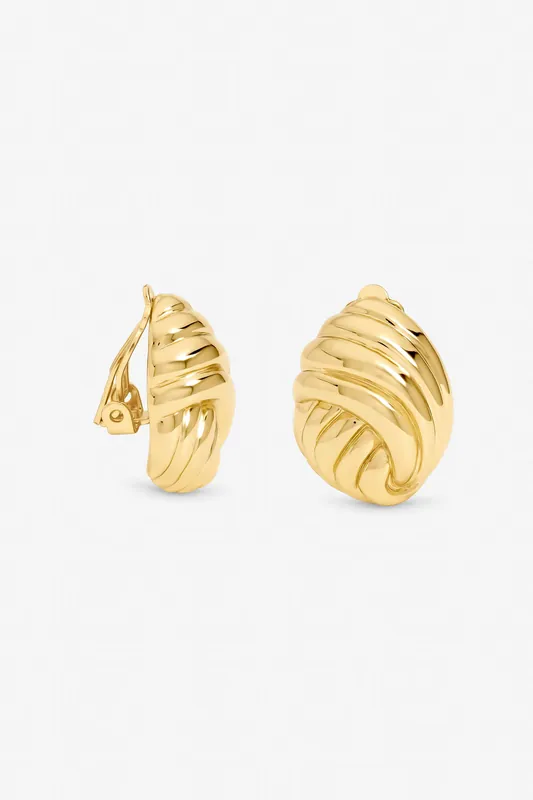 Gold Plated Shell Clip Earrings - Jon Richard