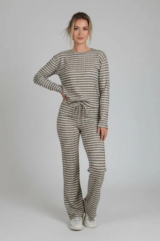 Stripe Long Sleeve Top and Trouser Co-ord Set