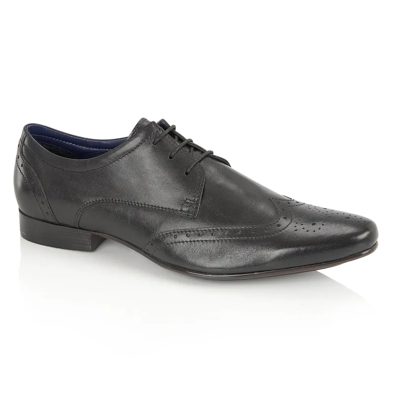 Fleet Leather Lace up Formal Mens Brogue Shoes - Silver Street London
