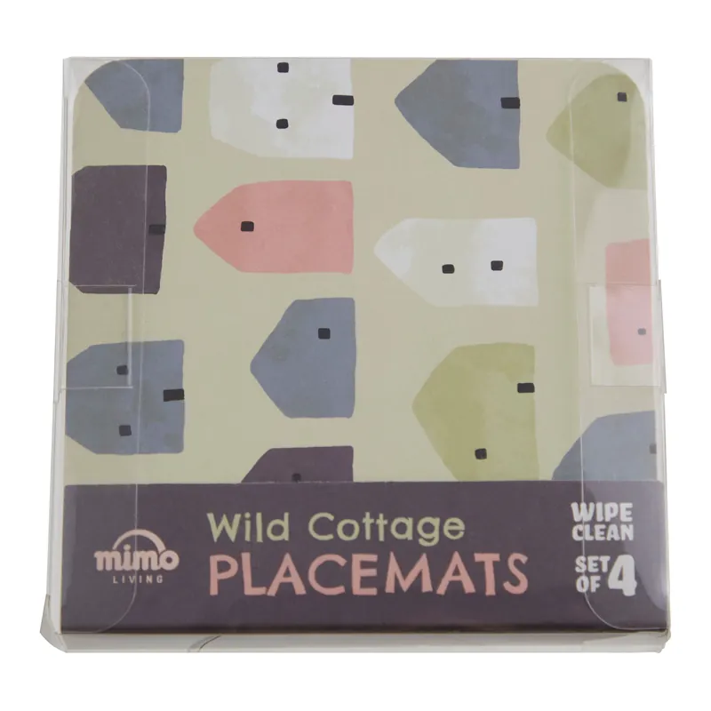 Set Of Four Square Wild Cottage Coasters, Charming Multicoloured Geometric Design, Heat Resistant Drink Mats - Orsina