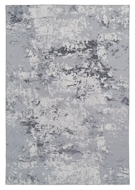 Washable & Non Slip Grey Marble Abstract Rug - Kukoon