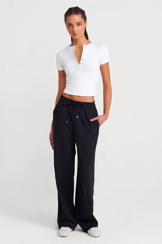 Wide-Leg Crepe Trousers