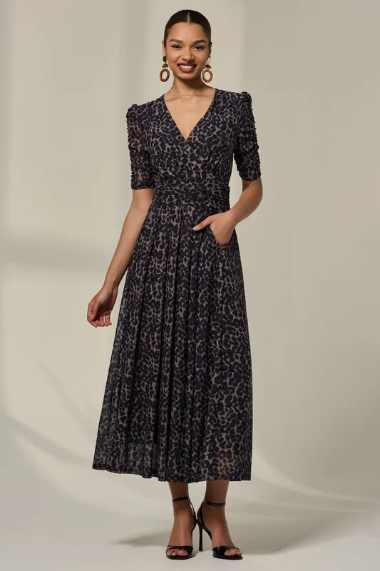 Ruched Sleeve Mesh Dress - Jolie Moi