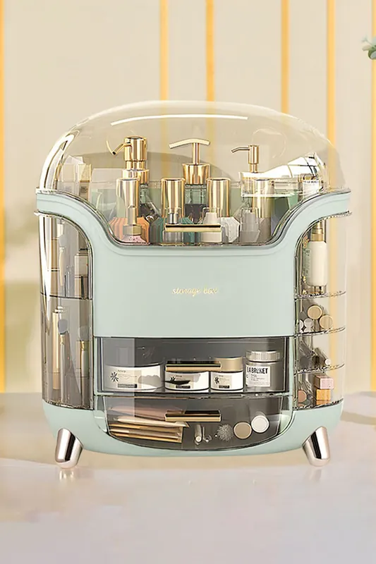 Large Capacity Cosmetic Storage Box With 2 Layers Of Storage Boxes And Transparent Lid - SHEONLY