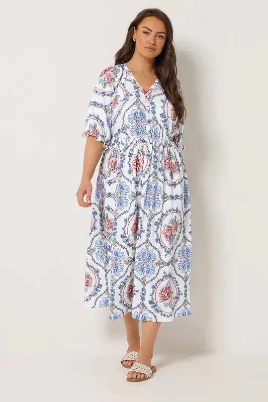 Floral Raglan Sleeve Dress - Yours