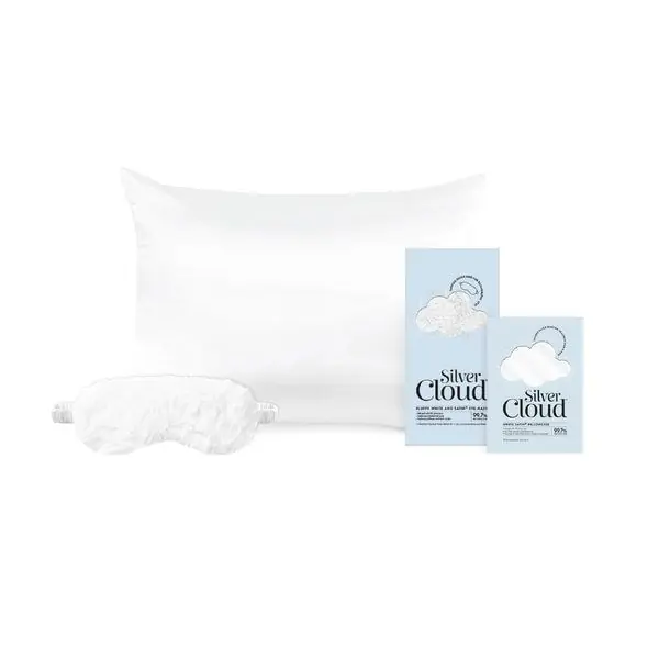 Silver Cloud Silver Ion White Fluffy Eye Mask & White Pillowcase