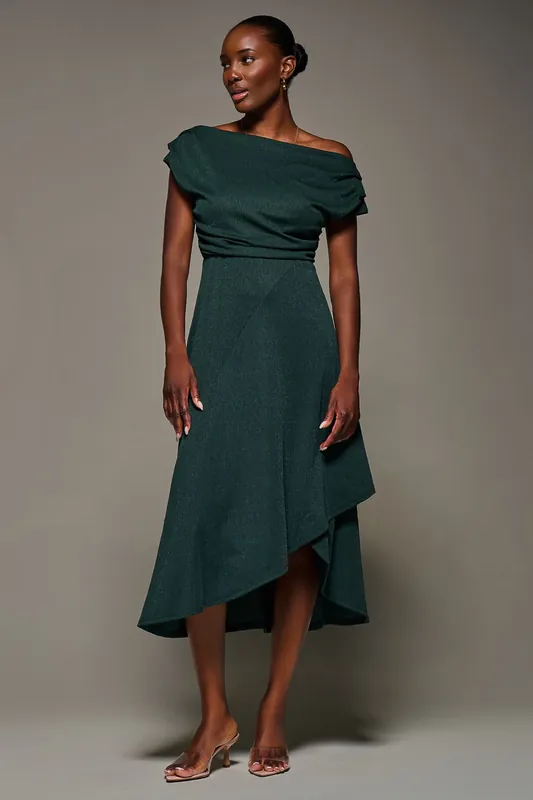 Draped Jersey Cowl Neck Midi Dress - Jolie Moi