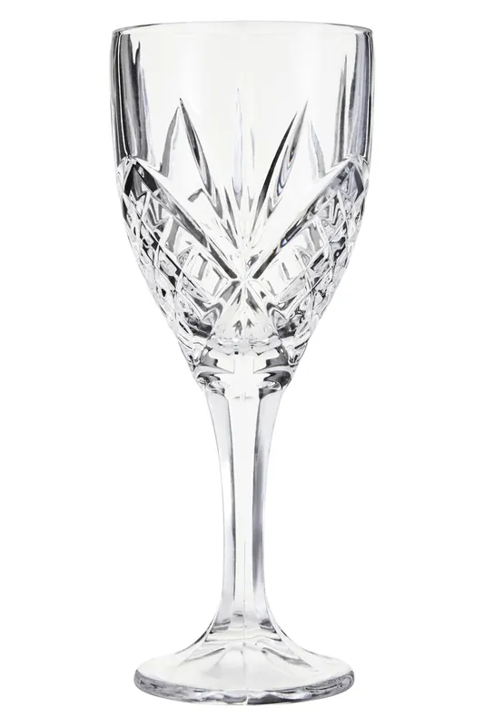 Elegant 290ml Clear Crystal Wine Glass With Diamond Cut Design, Stylish Glassware For Wine And Cocktails - Orsina