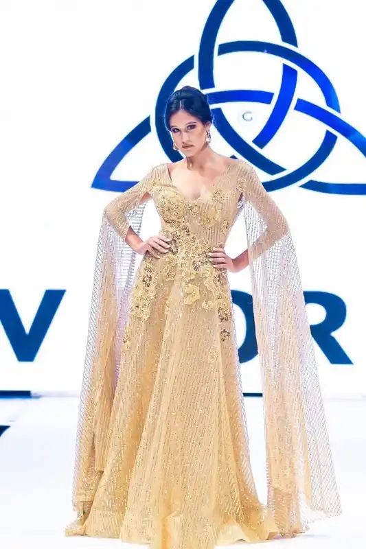 Gold Drape Sleeve Maxi Dress - LuvForever Fashion