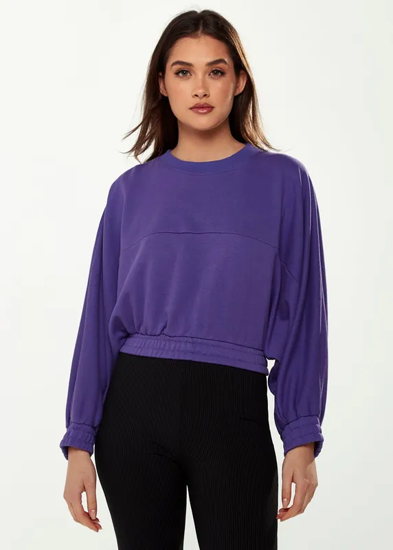 Cropped Sweatshirt in Purple - Liquorish