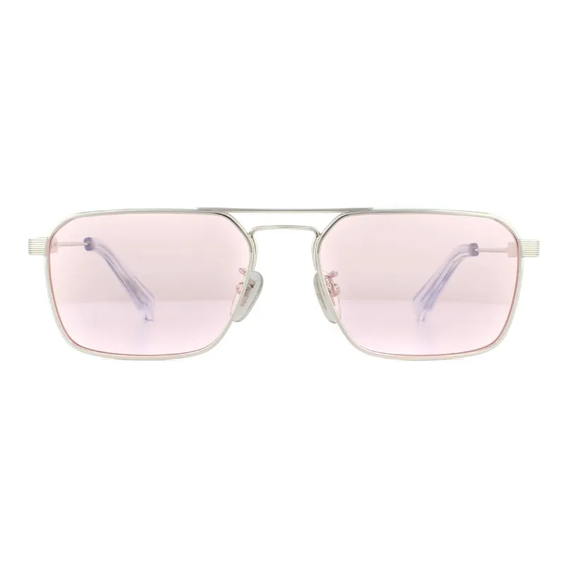 Rectangle Shiny Palladium Pink Sunglasses - Police