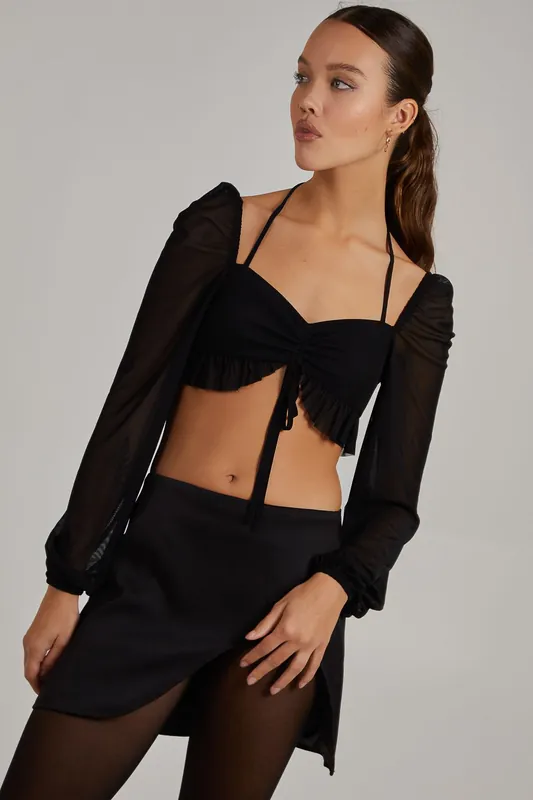 Tie Front Halterneck Top - Pink Vanilla