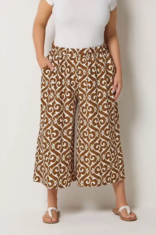 Abstract Plisse Crop Trousers - Yours
