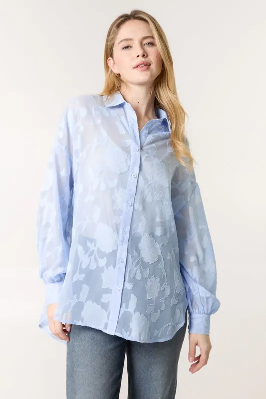 Sheer Devore Shirt - Blue Vanilla