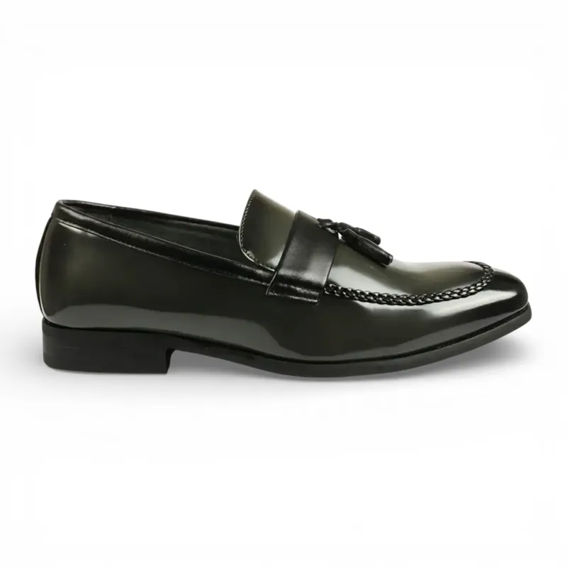 Tassel High-Gloss Patent Faux Leather Formal Loafers Shoes - N1039