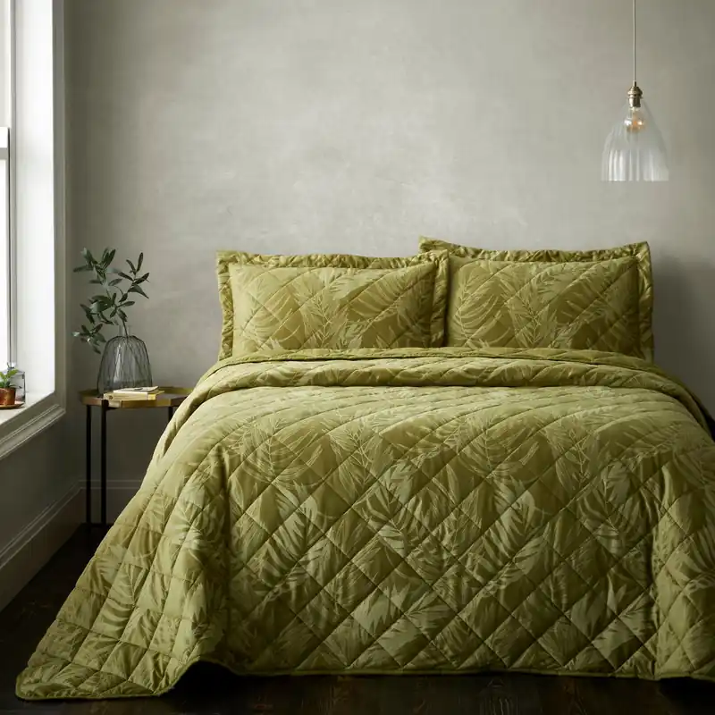 Woburn Botanical Quilted Bedspread Pillow Shams Throw Set 254 x 254cm - Portfolio Home
