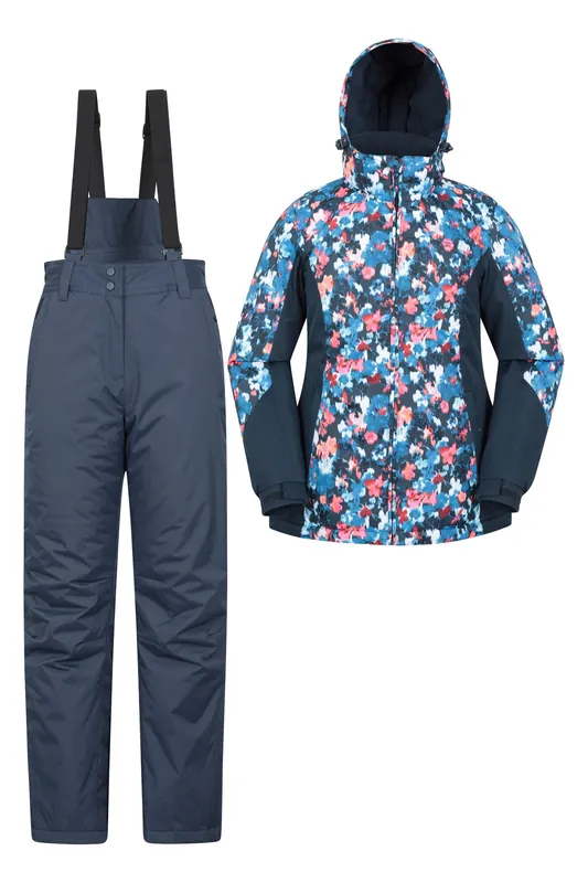 Padded Insulation Snow Skirt Adjustable Hood Ski Jacket & Pants Set - Mountain Warehouse